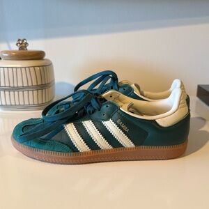 Green and Gold Adidas Samba